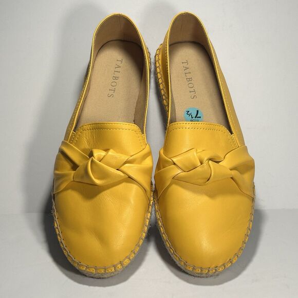 Talbots Espadrille Flats Shoes Loafers Women Size 7.5 Yellow Leather‎ Izzy Knot - Picture 3 of 12
